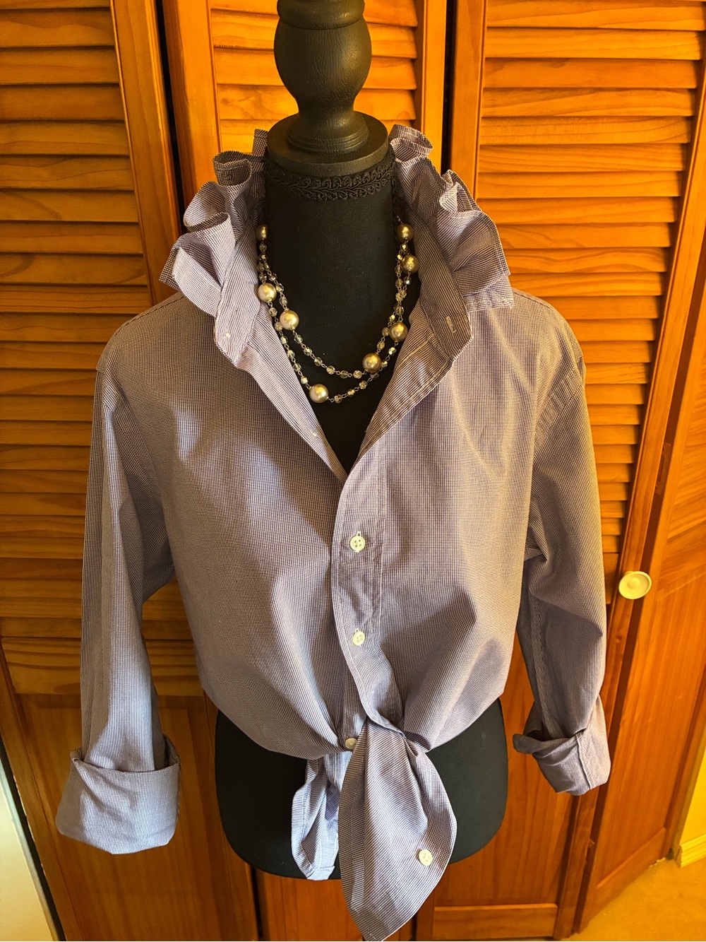 Ralph Lauren Lavender Button-Down Tie Front Shirt